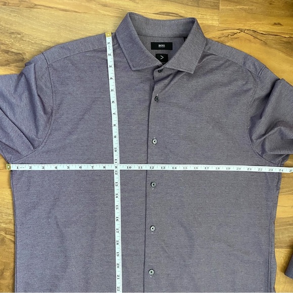 Boss Hugo Boss Men’s Purple Performance Sharp Fit Dress Shirt Micro Pattern XL - Picture 8 of 11